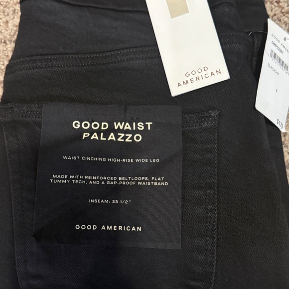 Good American Soft tech good waist Black Wide-Leg High-Waist Palazzo jeans - Picture 12 of 14